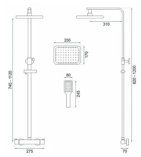 Душовя система Rea Tom з термостатом gold REA-P7102, Золотий - фото 6