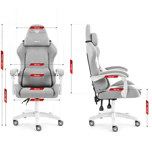 Компьютерное кресло Hell’s HC-1014 Grey-White ткань - фото 9