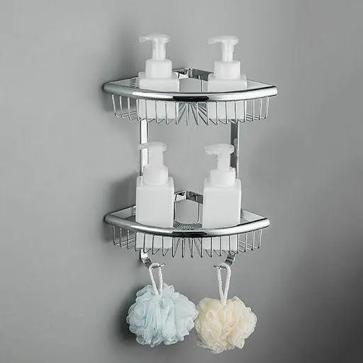 Полиця кутова Frap F352-1, 2-х ярусна 240x320 мм Нержавіюча сталь, Хром - фото 3