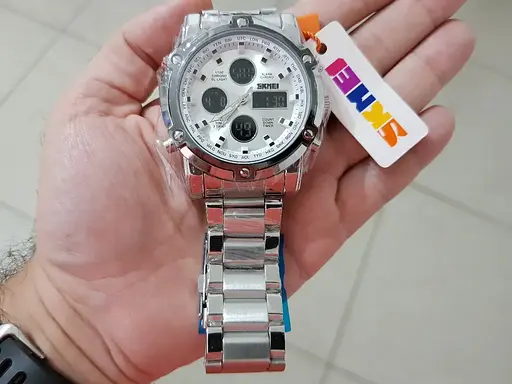 Класичний наручний годинник Skmei 1389 Сріблястий з білим - фото 5