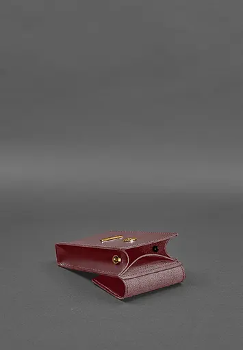 Вертикальна жіноча шкіряна сумка Mini поясна / кроссбоді бордова - фото 5