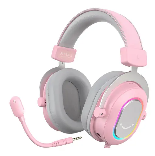 Игровые наушники с микрофоном Fifine H-6P RGB USB 7.1 Pink - фото 3