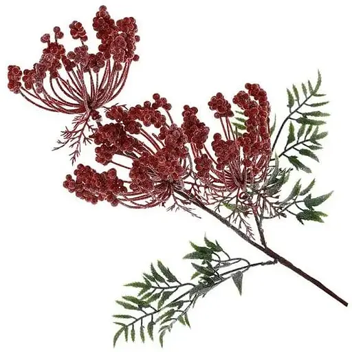 Декоративная ветка хвои с ягодами Красный 60 см - фото 1