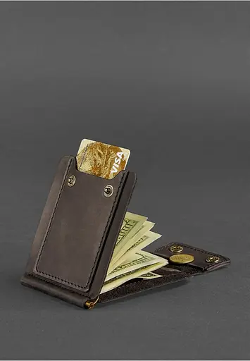 Мужской кожаный портмоне темно-коричневый 10.0 зажим для денег Crazy Horse - фото 5