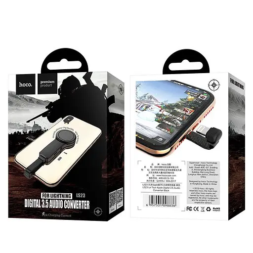 Перехідник з кільцем Hoco Lightning to Lightning and 3.5 мм le tour LS23 - фото 2