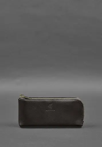 Кожаный портмоне-купюрник на молнии 14.0 темно-коричневый - фото 2