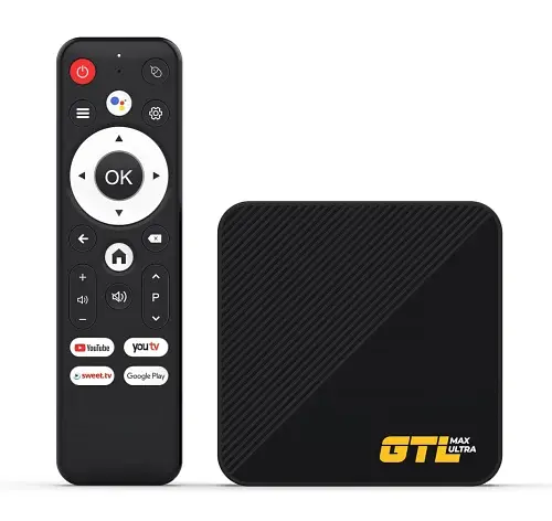ТВ-приставка GTL Max Ultra, Black, Allwinner H313 (4 ядра), 2Gb, 16Gb, WiFi 6 / Bluetooth, RJ45, 2xUSB 2.0, microSD, Android 14, пульт ДУ с голосовым управлением - фото 1