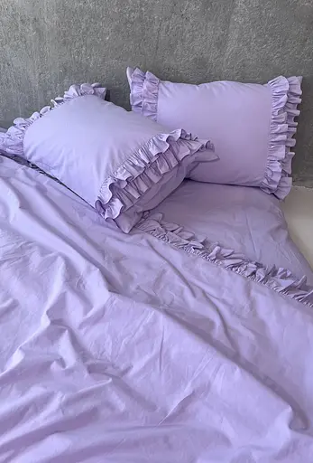Комплект постільної білизни двоспальний з рюшами 180х200 см варена бавовна White Dream Ліловий (2003/1R) - фото 4
