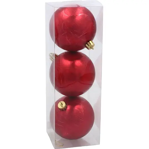 Комплект елочных шариков Chomik пластиковые 8 см красные 3 шт. (GIF3870)