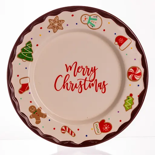 Новогодняя тарелка из фарфора Merry Christmas тарелка на рождество Ø27.5 см тарелки рождественские Yiwu CR-1-39