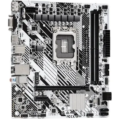 Материнская плата ASRock LGA1700, H610M-HDV/M.2+ D5, H610, 2xDDR5, Int.Video(CPU), 4xSATA3, 1xM.2, 1xPCI-E 4.0 x16, 1xPCI-E 3.0 x1, ALC897, RTL8111H, 4xUSB3.2/6xUSB2.0, VGA/HDMI/DP, MicroATX - фото 3