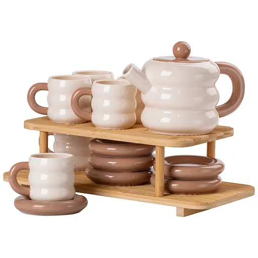 Чайний сервіз Donut порцеляновий на 6 персон, бежевий Yiwu HP-15-20 - фото 2