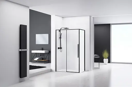 Душова кабіна Rea Solar 80x100 black REA-K6310, Чорний матовий, Універсальна, прозорий - фото 2