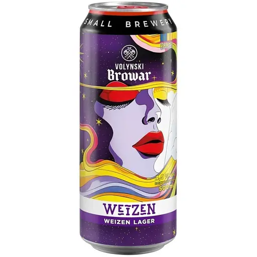 Пиво Volynski Browar Weizen, світле, нефільтроване, 4,9%, з/б, 0,5 л - фото 1