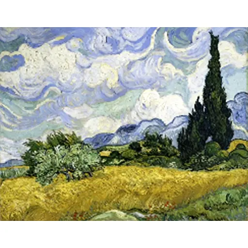 Алмазна мозаїка Поле з кипарисами. Худ. Vincent van Gogh 40*50 см зі стразами на підрамнику повна викладка - фото 1