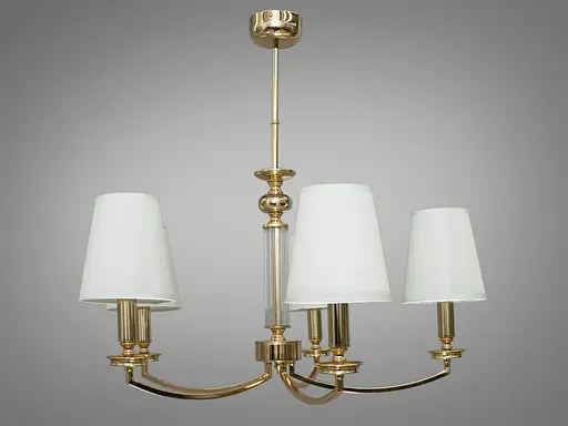Ультрасучасна люстра з тканинними абажурами на 5 ламп Е14, золото - фото 2