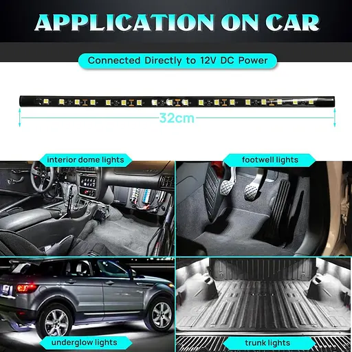 Світлодіодна стрічка Alopee 6 шт. водонепроникна 32 см біле світлодіодне підсвічування - фото 3