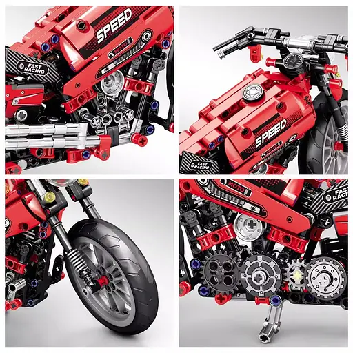 Конструктор Мотоцикл, MB005/MB006, 506 элементов, резиновые шины, (В ассортименте) - фото 2