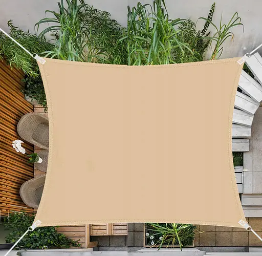 Тент навіс затінюючий квадратний 3х3м Сітка (Бежевий)