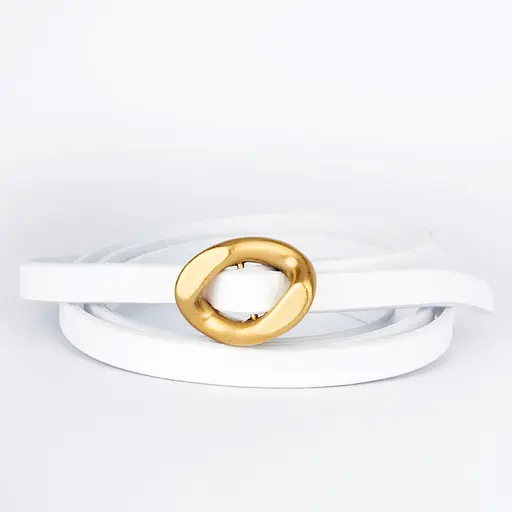 Ремень женский кожаный узкий белый HC-1001 (125 см) под платье - фото 1