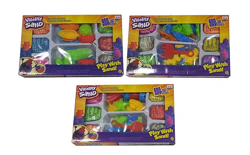 Кінетичний пісок 1901 D/F/G 900 г, 6 кольорів, 14 форм, інструменти, у коробці (6981584672378) Микс - фото 1