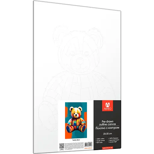 Полотно на ХДФ с контуром Arteo Teddy Bear 20×30 хлопок акрил - фото 2