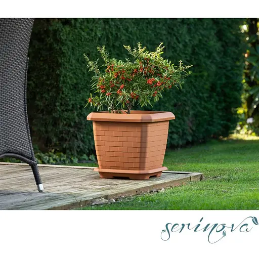 Горщик для квітів Serinova Hisar 74.3 л з піддоном антрацитовий (00-00011757) - фото 2