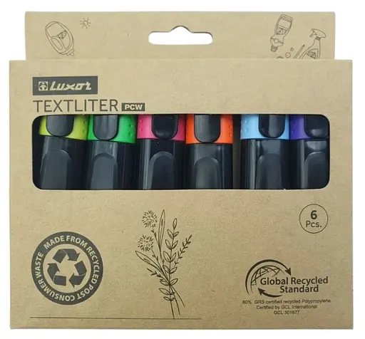 Набір флуоресцентних текстовиділювачів Luxor, 1-4.5 мм, 6 шт. (В асортименті)