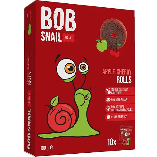Уценка. Фруктовые яблочно-вишневые конфеты Bob Snail Roll 100 г (10 шт. х 10 г)