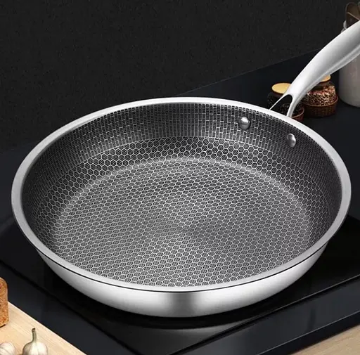 Индукционная сковорода из нержавеющей стали Masflex Honeycomb SS-P30 28 см антипригарное покрытие в виде сот. - фото 6