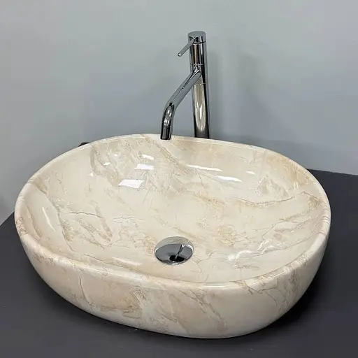 Умивальник VBI Modena S beige stone glossy накладний VBI-012007, Мармур - фото 1