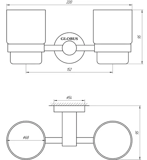 Склянка подвійна Globus Lux SS 8428 хром матовий - фото 2