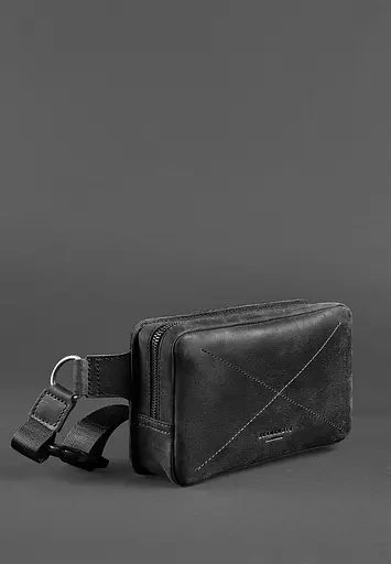 Шкіряна поясна сумка Dropbag Mini чорна Crazy Horse - фото 10