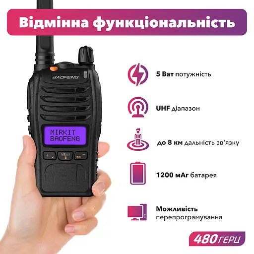 Рація Baofeng BF-E88 PMR446 1200 мАг 2 шт. (8549) - фото 2