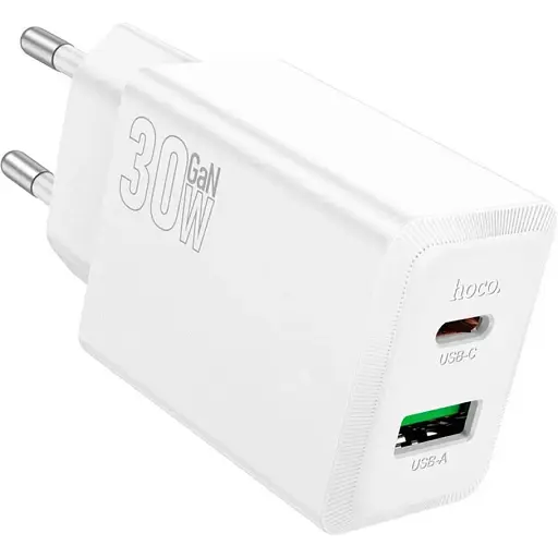 Зарядний пристрій 2 порти 30W - Hoco N71 charger блок адаптер білий - фото 1