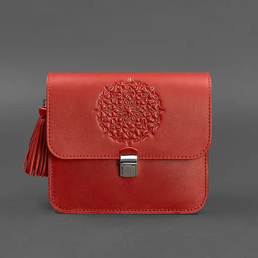 Шкіряна жіноча бохо-сумка Лілу червона - фото 8