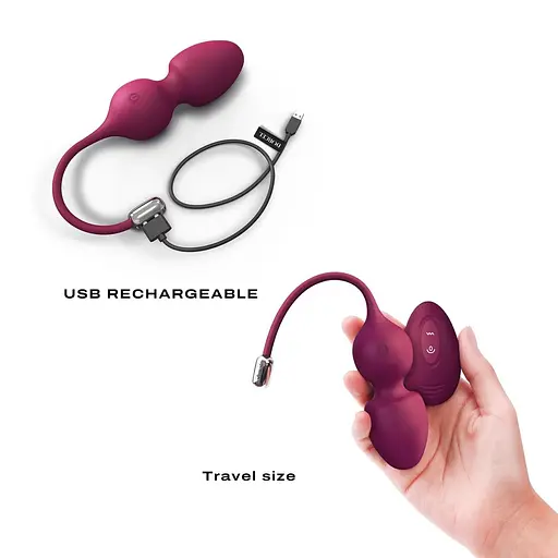 Вагінальні кульки Dorcel Love Balls Plum, вібрації і рухи внутрішньої кульки, пульт ДУ - фото 5