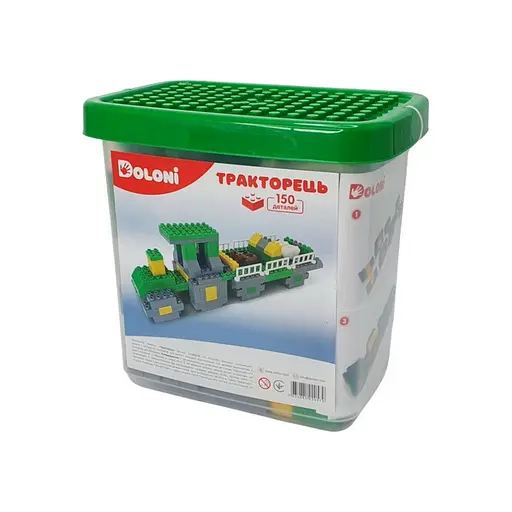 Конструктор Трактор Doloni 013888/04 в пластиковом боксе 150 деталей - фото 2