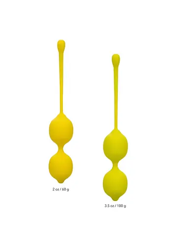 Вагінальні кульки CalExotics Kegel Training Set Lemon, 19 см, жовтий - фото 4
