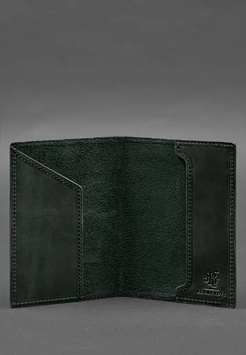 Кожаная обложка для паспорта с картой Украины зеленый Crazy Horse - фото 5