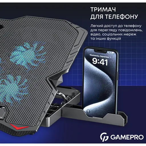 Охолоджувальна підставка для ноутбука до 15.6 дюймів GamePro GPCP-560 5xfans - фото 11