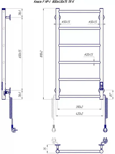 Полотенцесушитель Mario Классик F НР-I 810х420-75 мм с таймером-регулятором 2.3.0702.10.P - фото 5