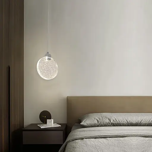 Підвісний дизайнерський світильник з прозорим скляним корпусом у хромі Line.F AA 226-160 CH - фото 1