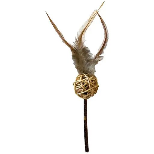 Іграшка для котів Croci Euphoria Wand Паличка зі срібної лози з кулькою та пером 11 см