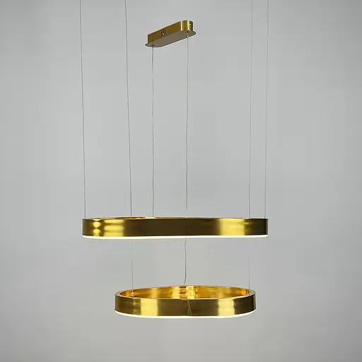 Незвичайна та ефектна люстра на 2 яруси 60+40 см у золотому корпусі | Арт. PCL004-600*400 PGD | Line F - фото 2