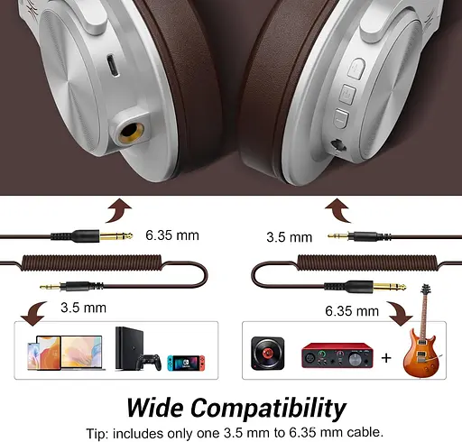 Гарнитура OneOdio Fusion A70, Bluetooth+3,5мм/6,35мм, Silver Brown - фото 3