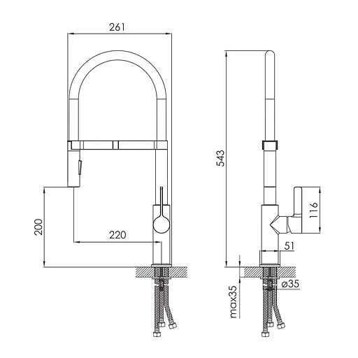 Смеситель для кухни с подключением питьевой воды Imprese Boa 55901 Черный - фото 5