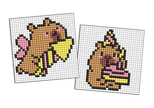 Набір з алмазною мозаїкою на самоклеючій основі для дітей Капібара 1, 2 шт. 9x9 см, AMS1112