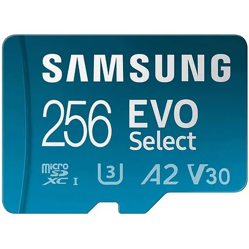 Карта пам'яті Samsung 256 GB microSDXC UHS-I U3 V30 A2 EVO Select + SD Adapter MB-ME256KA