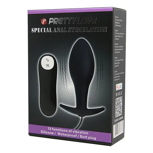 Анальна пробка Pretty Love Vibrating Butt 7.5 см (чорний) - фото 9